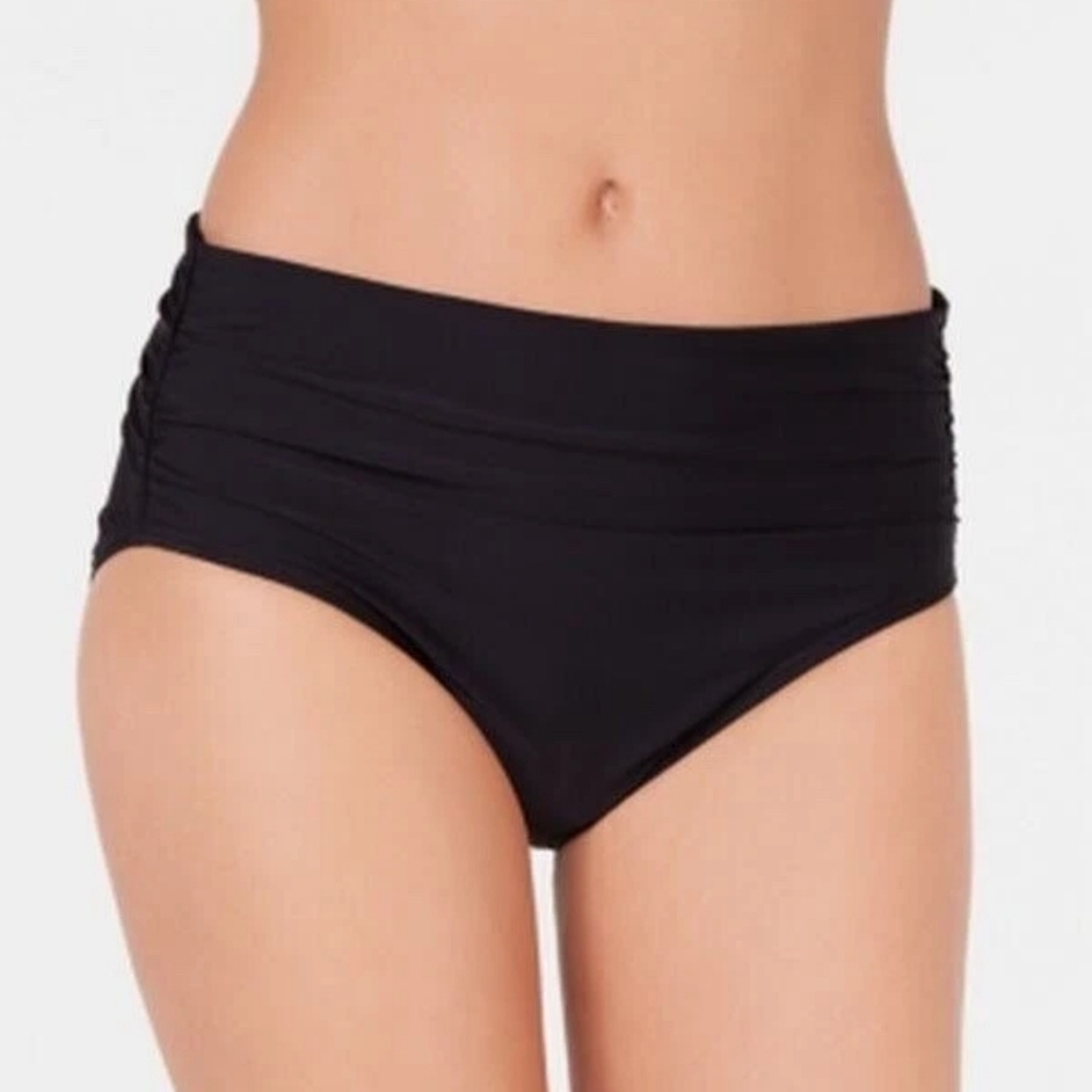 Calvin Klein Swim Women's Ruched Bikini Bottoms Black, Size S #A61